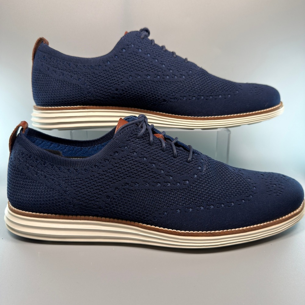 Cole Haan OriginalGrand Stitchlite Knit Wingtip Oxford Men 15 Dress Sneaker Blue